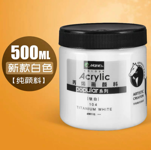 马利丙烯颜料500ml罐装 钛白 Marie’s Acrylic Color Titanium White 104 新包装