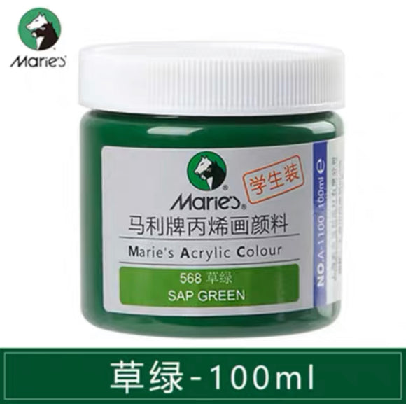 马利丙烯颜料100ml罐装 草绿 Marie’s Acrylic Color Sap Green 568