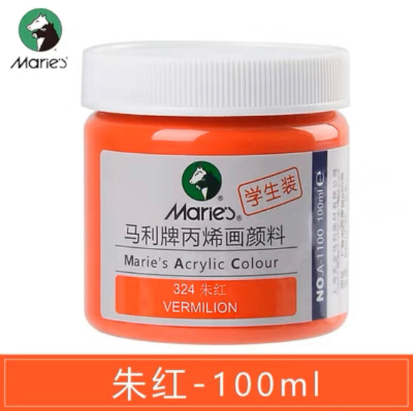 马利丙烯颜料100ml罐装 朱红 Marie’s Acrylic Color Vermilion 324