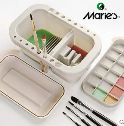 三合一多功能洗笔桶水桶绘画水彩画画专用油画调色盘