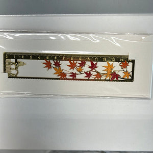 花鸟黄铜书签尺：枫叶 Brass Bookmark Ruler: Maple