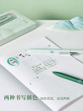 KACO碧波西子点途按动式中性笔套装0.5绿色笔芯 含黑芯两支书签一张
