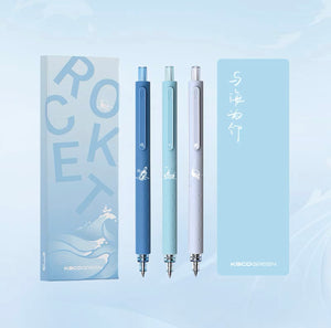 KACO新款限定菁点 以海为邻 中性笔3支装黑色水笔芯0.5按动式低重心